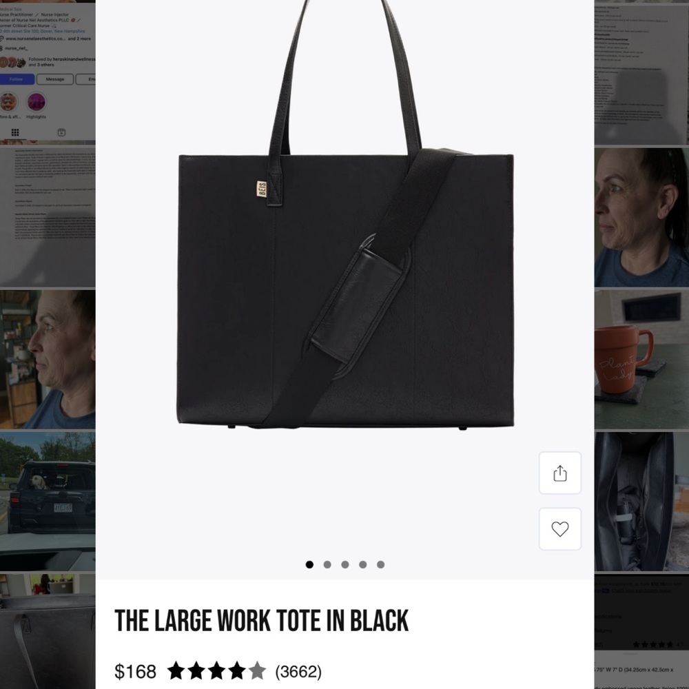 BEIS Black Large Work Tote